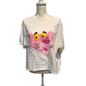 Vintage Pink Panther T-Shirt Single Stitch 90s Cartoon Tee White One Size USA